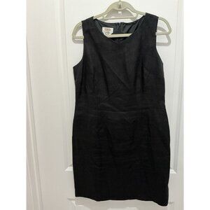 Talbots Dress 12 Petite Irish Linen Black V-Neck Sleeveless Sheath